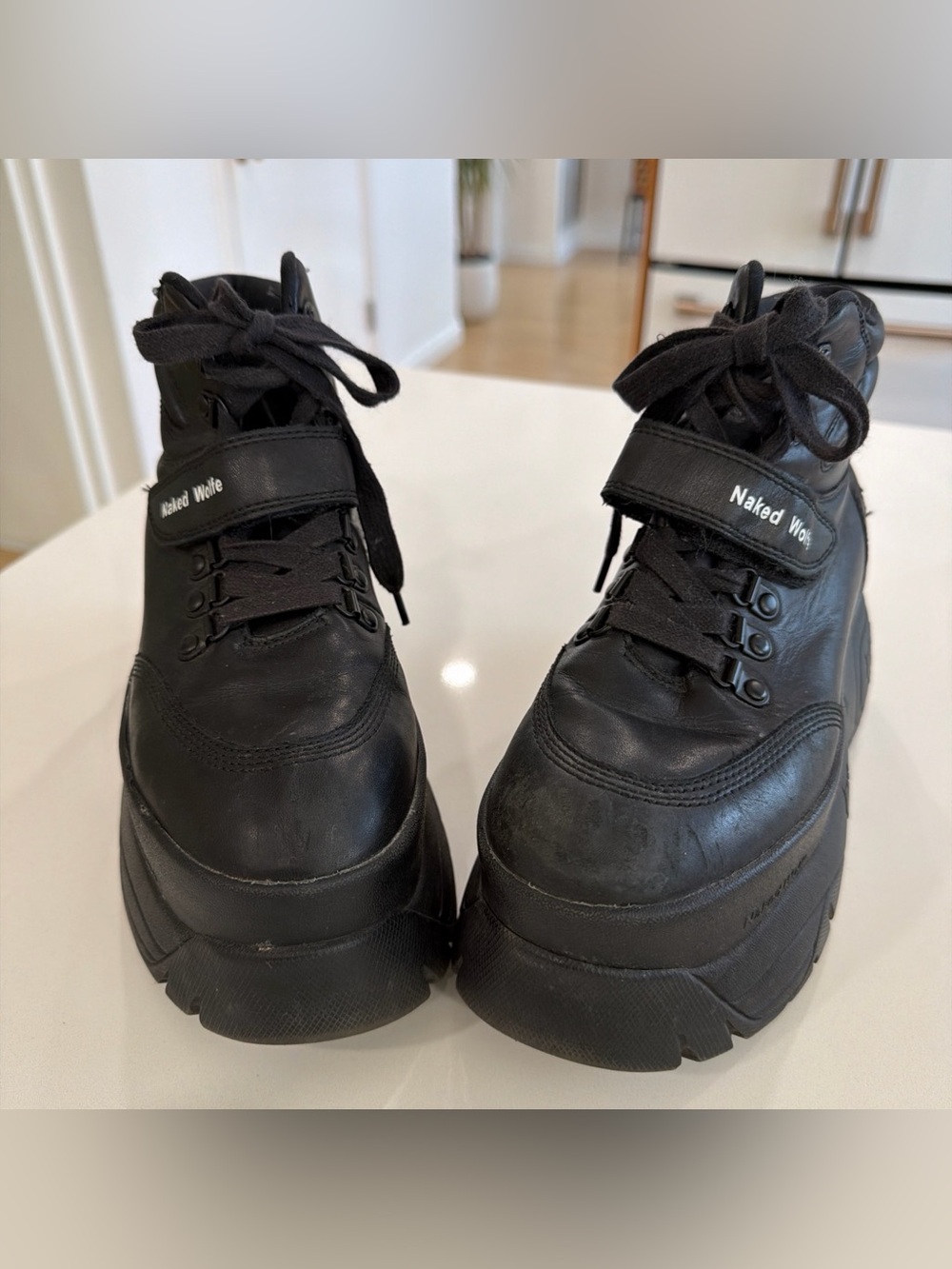 Naked Wolfe Black Leather Platform Boots 7